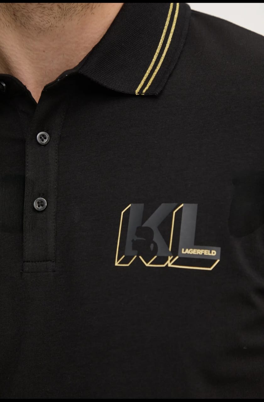 Classic Black Polo T-Shirt with Yellow Detailing