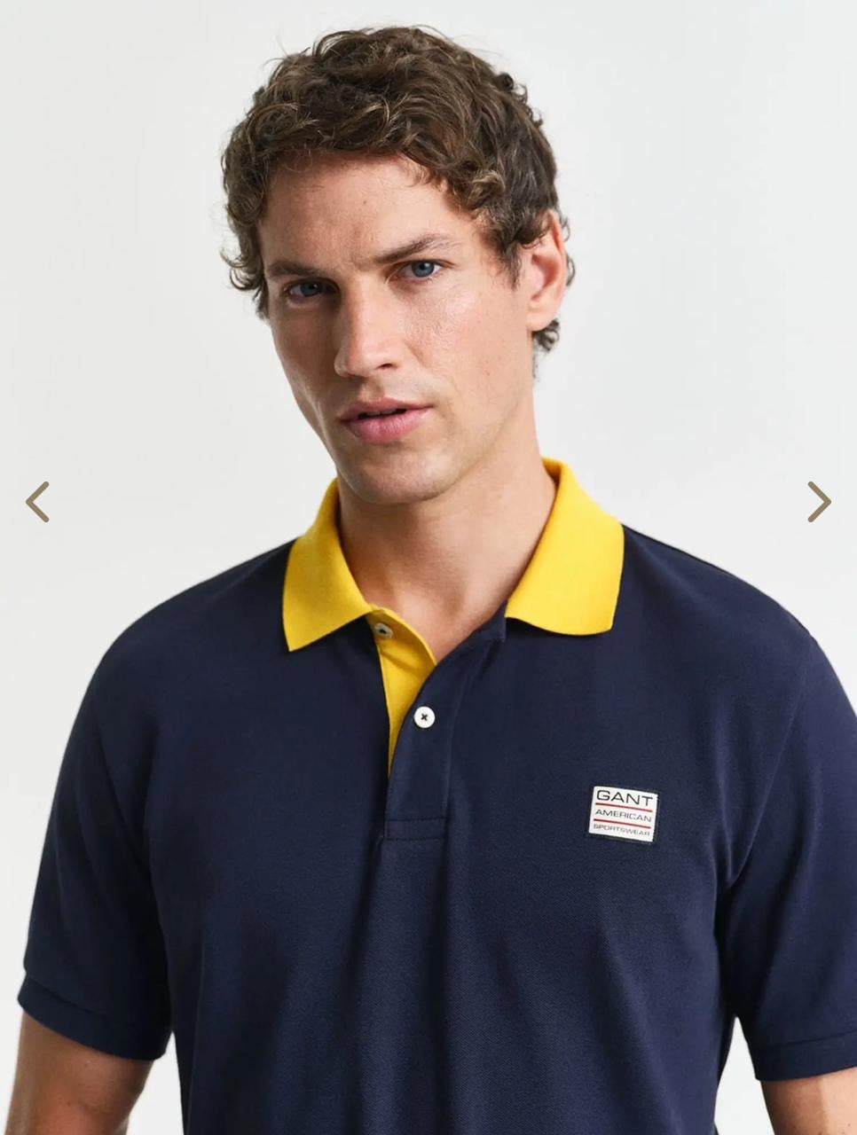 Men’s Navy Blue Polo T-Shirt with Contrast Yellow Collar