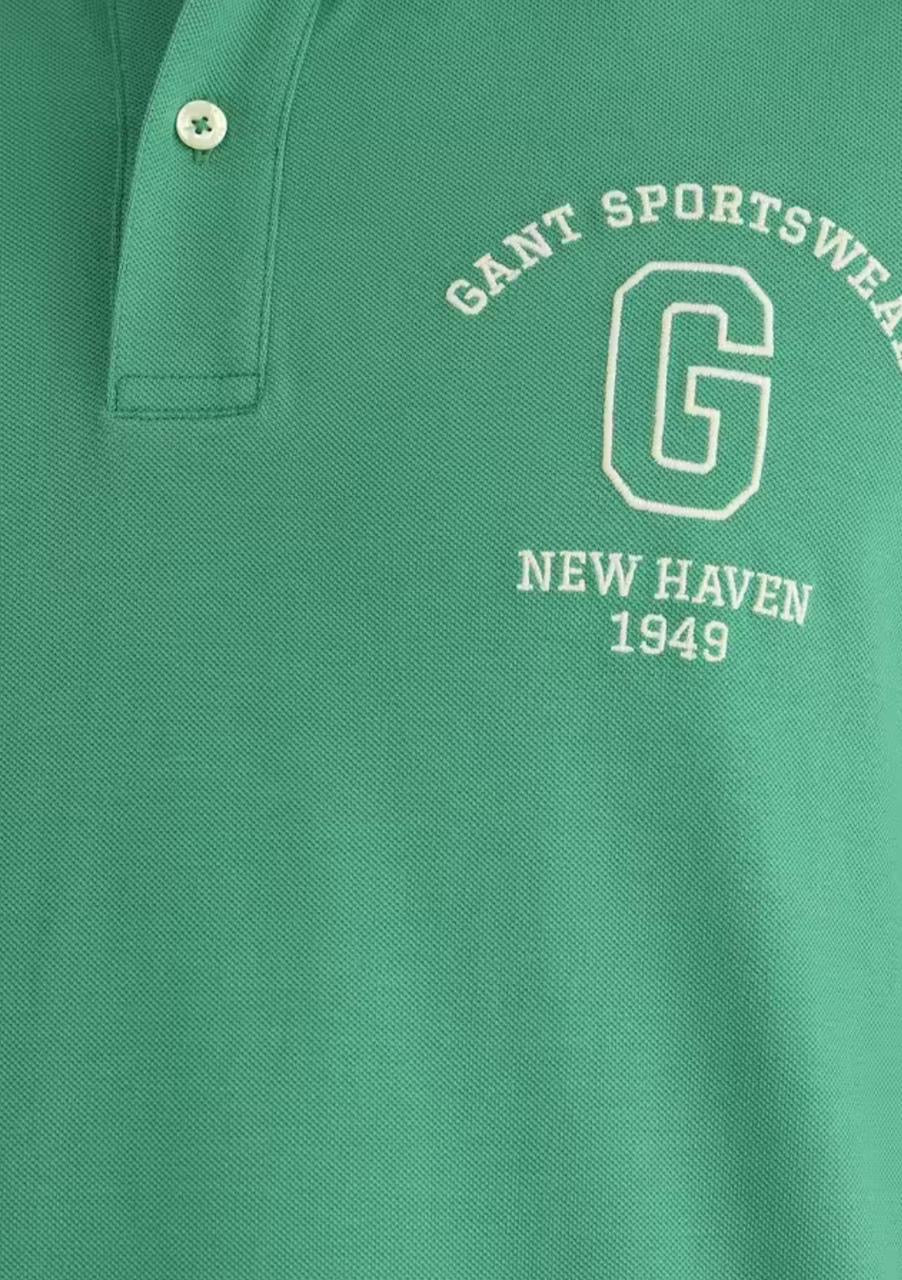 Men’s Green Polo T-Shirt with Chest Print Detailing