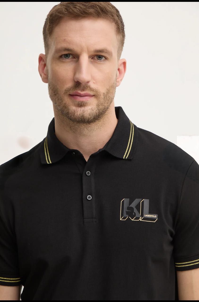Classic Black Polo T-Shirt with Yellow Detailing