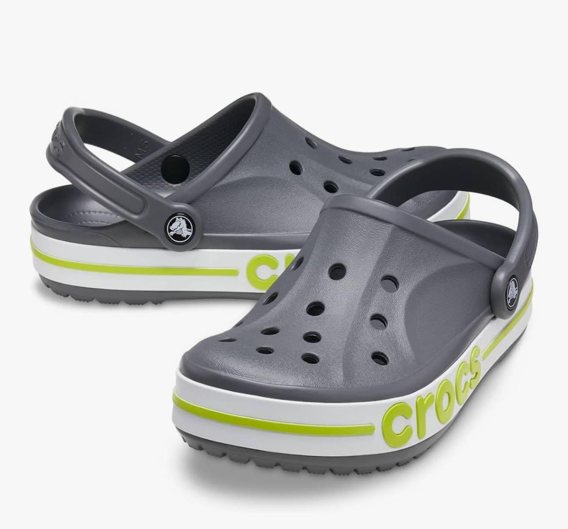 Classic Crocs BAE Platform Clogs – Charcoal Grey with Neon Green Accents