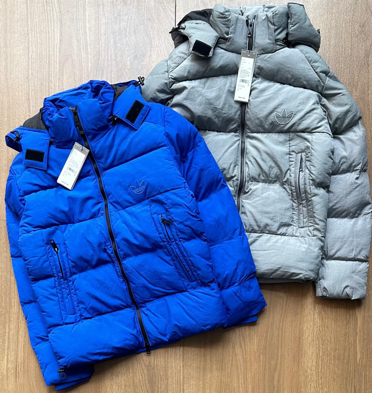 Adidas-style puffer jackets