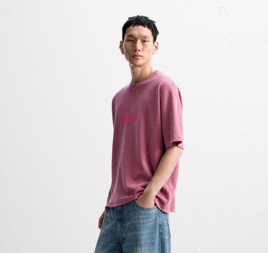 ZARA Men’s Pink Textured Oversized T-Shirt
