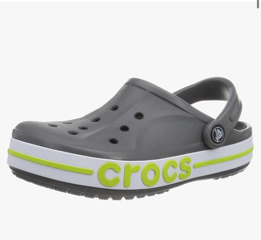 Classic Crocs BAE Platform Clogs – Charcoal Grey with Neon Green Accents