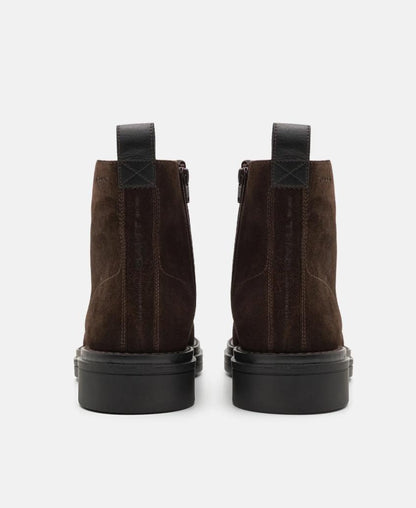 Zara Men's Suede Leather Boots – Dark Brown Lace-Up Elegance
