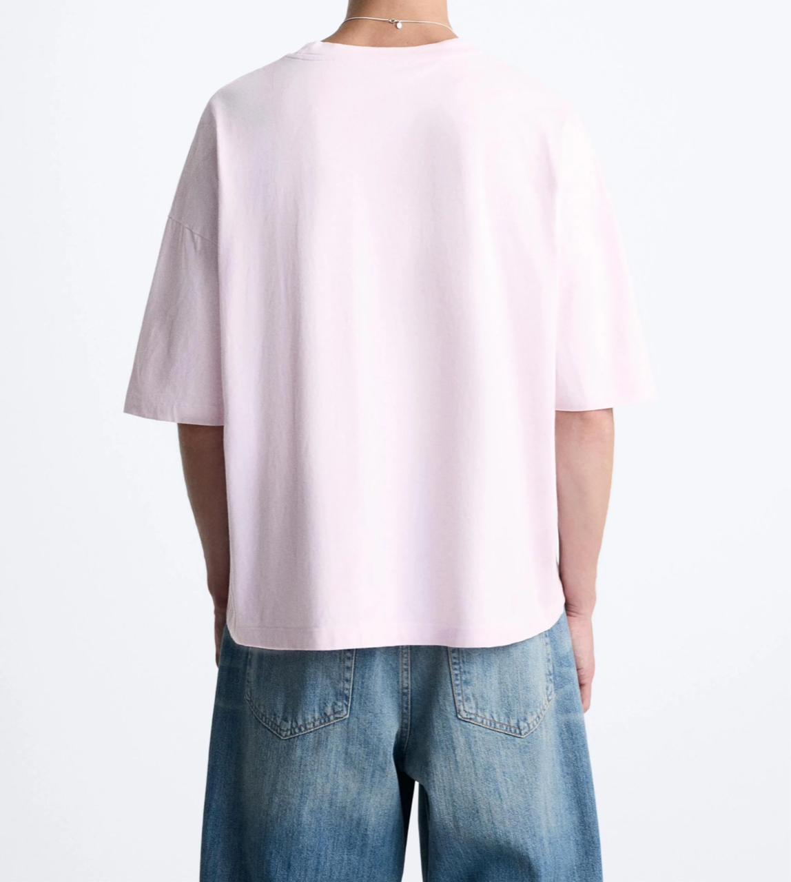 ZARA Men’s Pink T-Shirt with Graphic Butterfly Print