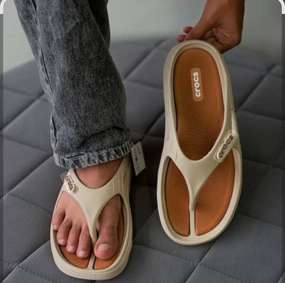 Crocs Women’s Comfort Flip-Flops – Beige & Tan