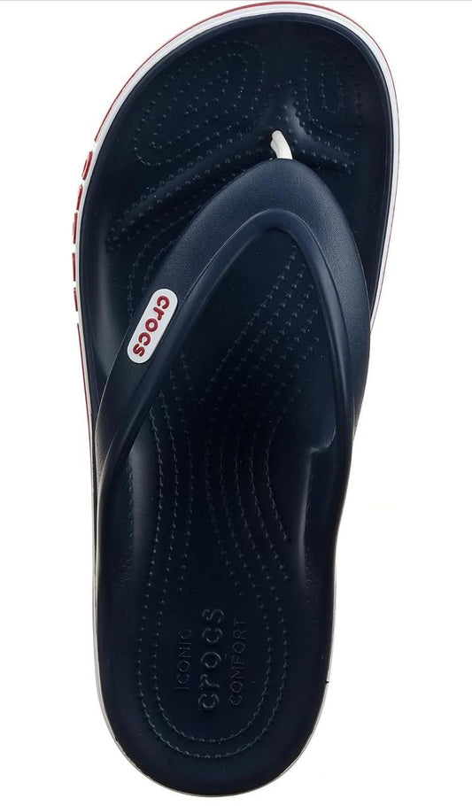 Crocs Crocband Flip Flops – Navy/White/Red | Lightweight & Comfortable Sandals