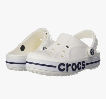 Classic Crocs BAE Platform Clogs – White with Navy Detailing
