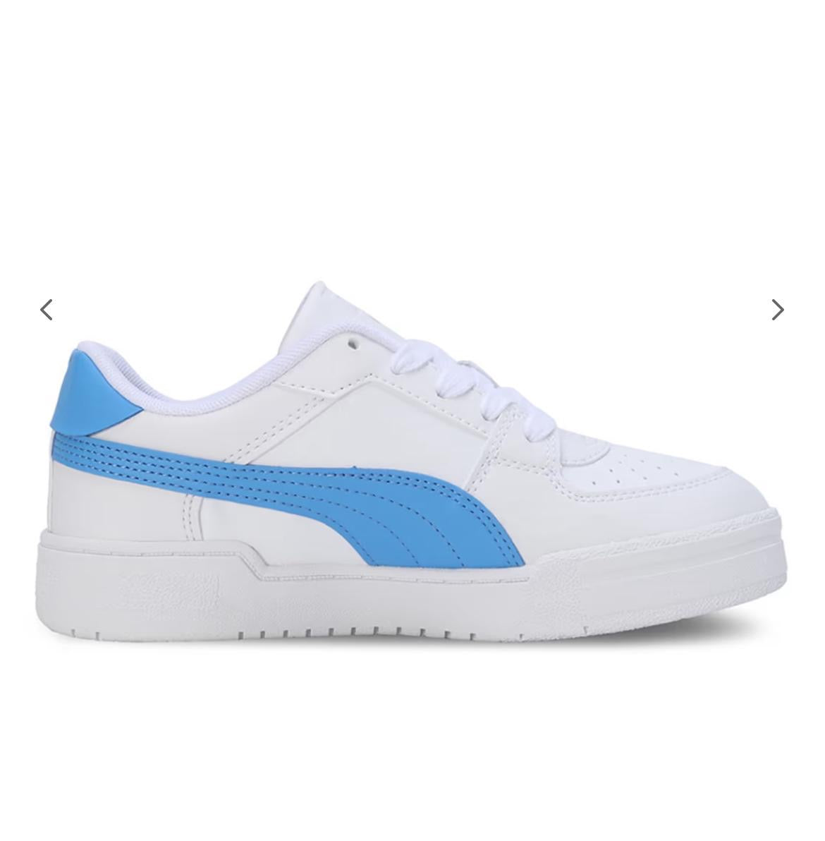 PUMA Smash v2 Sneakers – White & Sky Blue Classic Court Style
