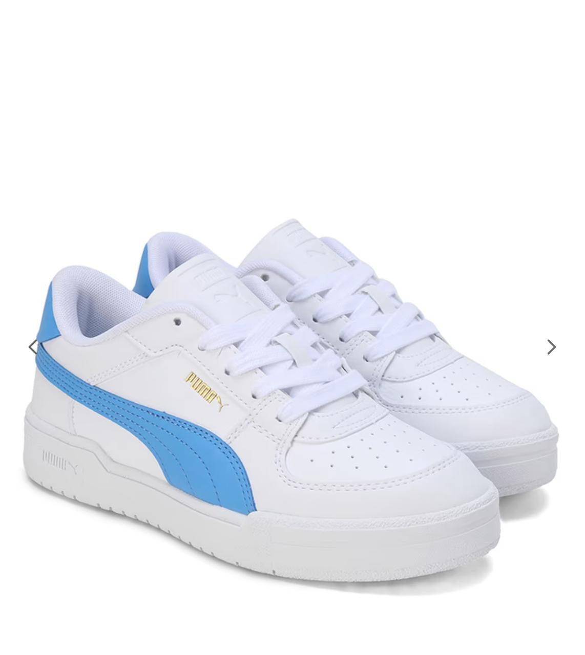 PUMA Smash v2 Sneakers – White & Sky Blue Classic Court Style