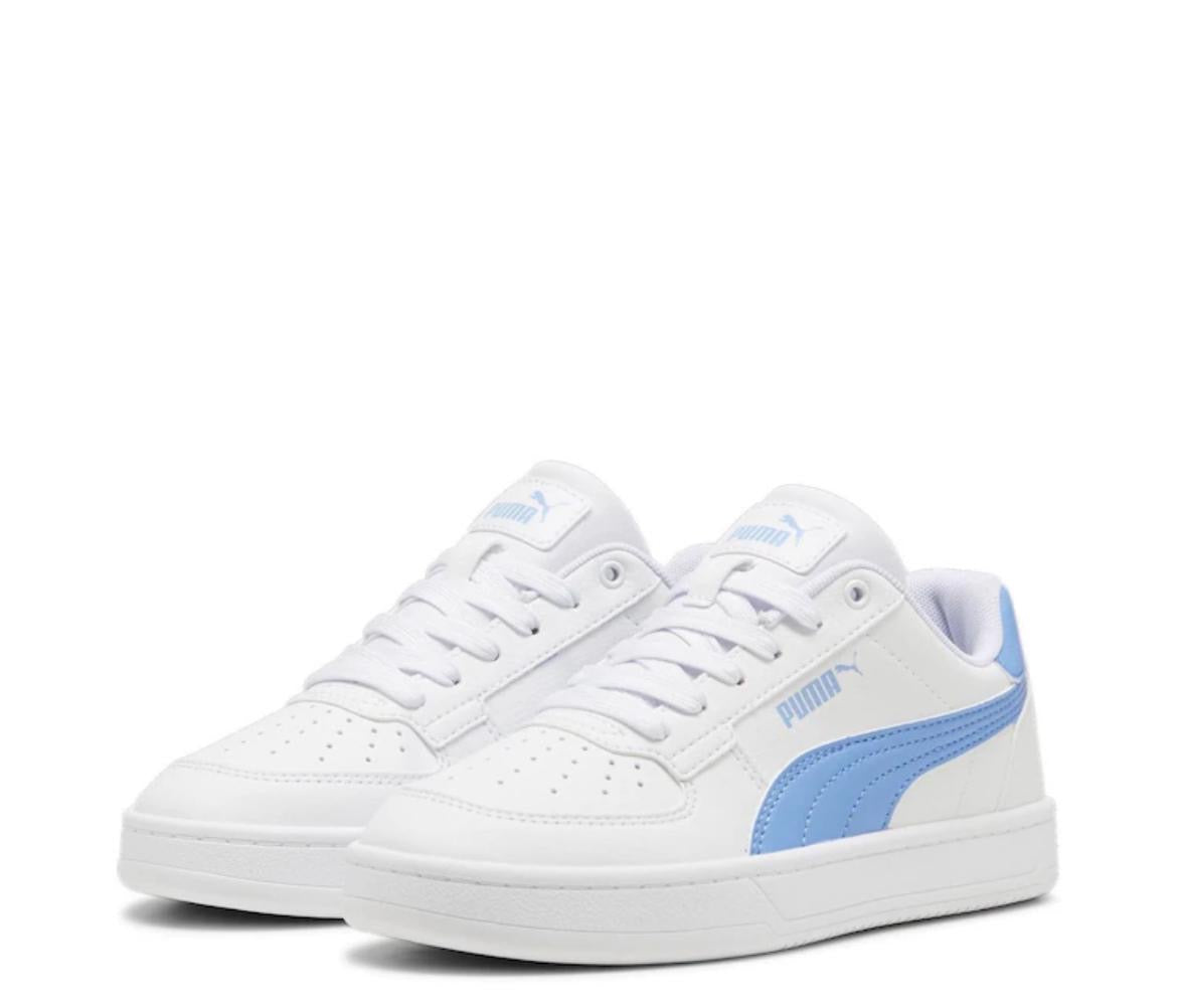 PUMA Smash v2 Sneakers – White & Sky Blue Classic Court Style