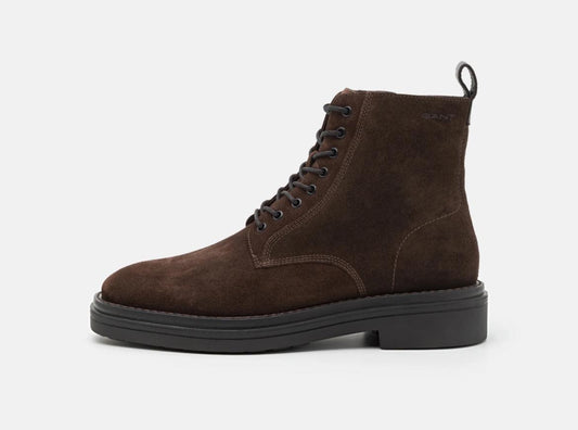 Zara Men's Suede Leather Boots – Dark Brown Lace-Up Elegance