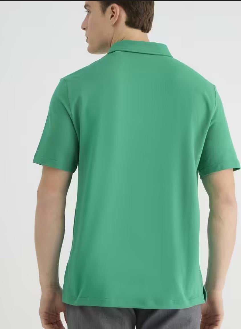 Men’s Green Polo T-Shirt with Chest Print Detailing