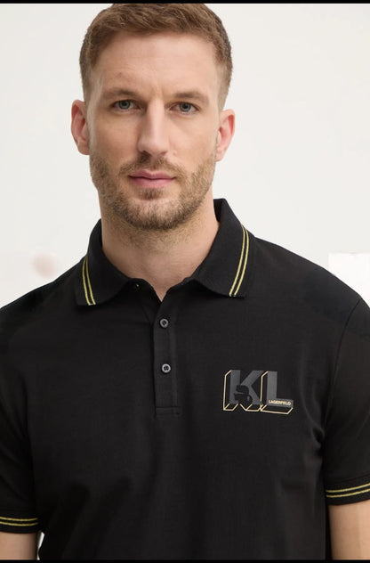 Classic Black Polo T-Shirt with Yellow Detailing