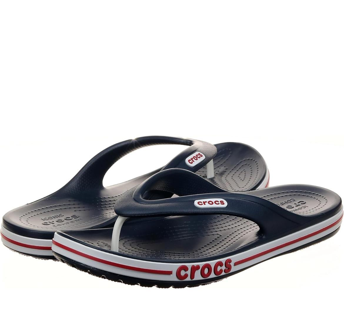 Crocs Crocband Flip Flops – Navy/White/Red | Lightweight & Comfortable Sandals