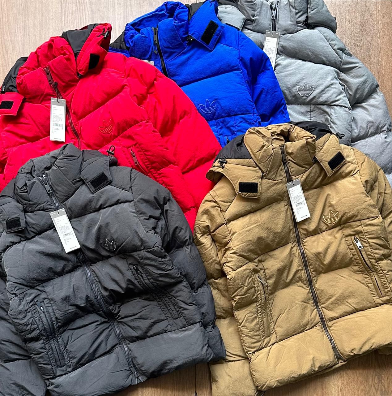 Adidas-style puffer jackets