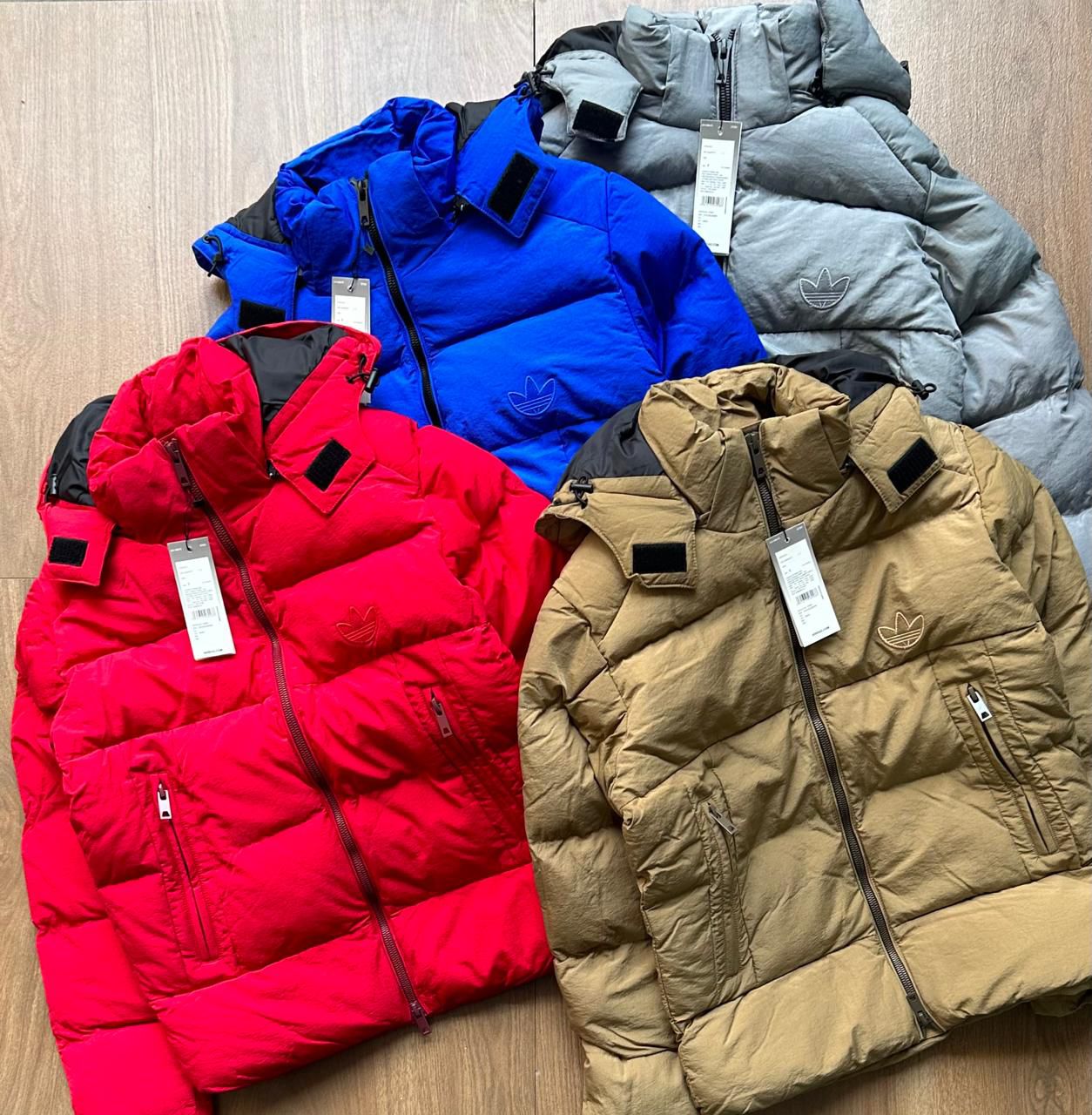 Adidas-style puffer jackets