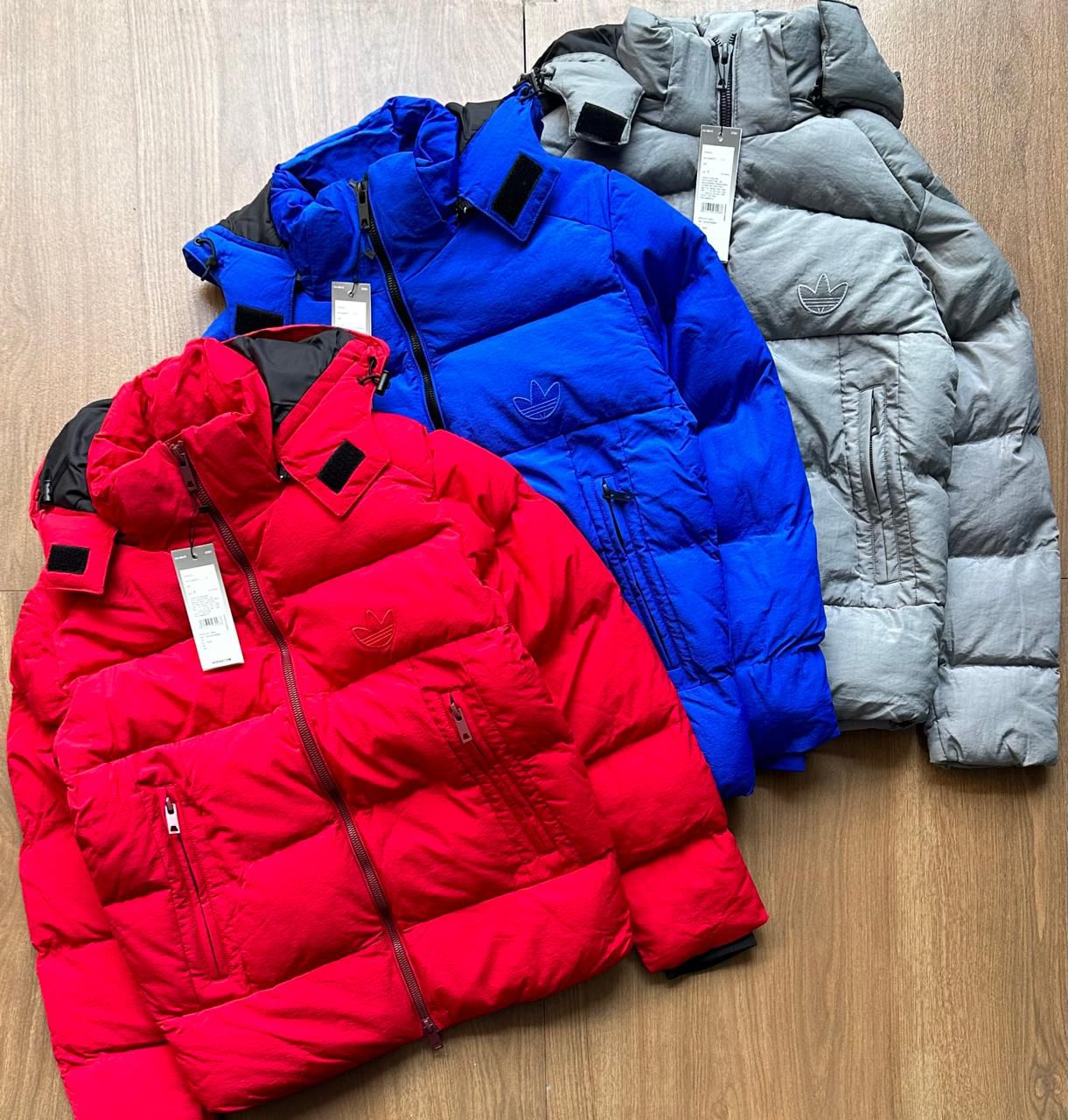 Adidas-style puffer jackets