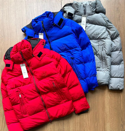 Adidas-style puffer jackets