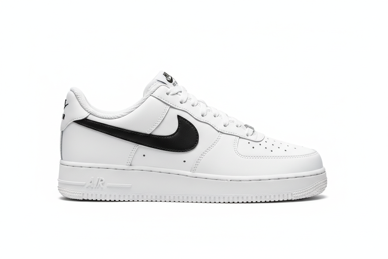 Air Force 1 White Black – Studio side view