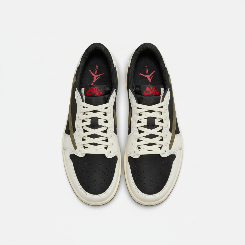Black White Olive Sneaker - Top View
