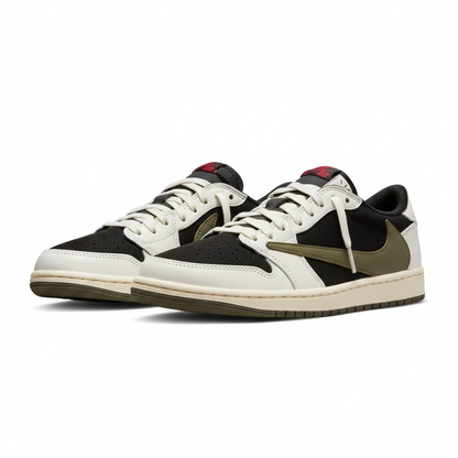 Black White Olive Sneaker - Side View