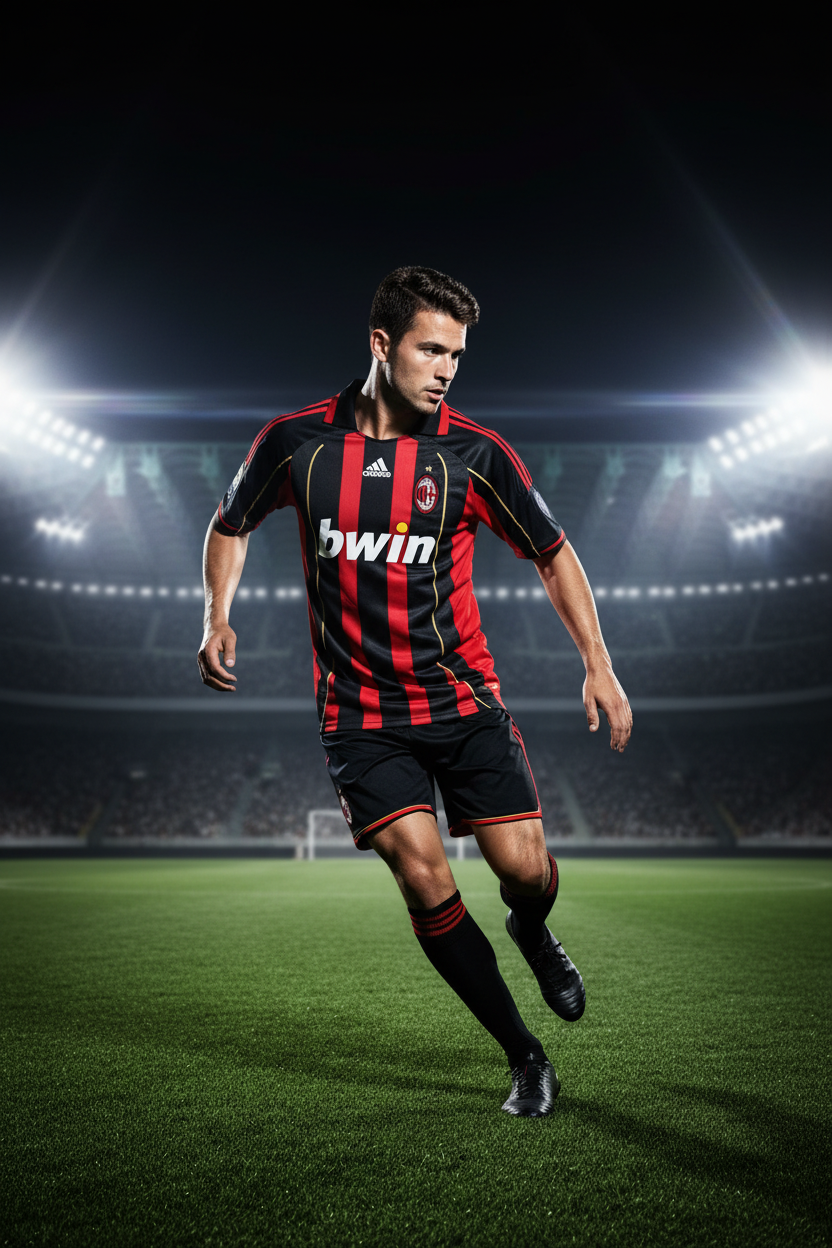 AC Milan Retro Jersey – Action shot on pitch
