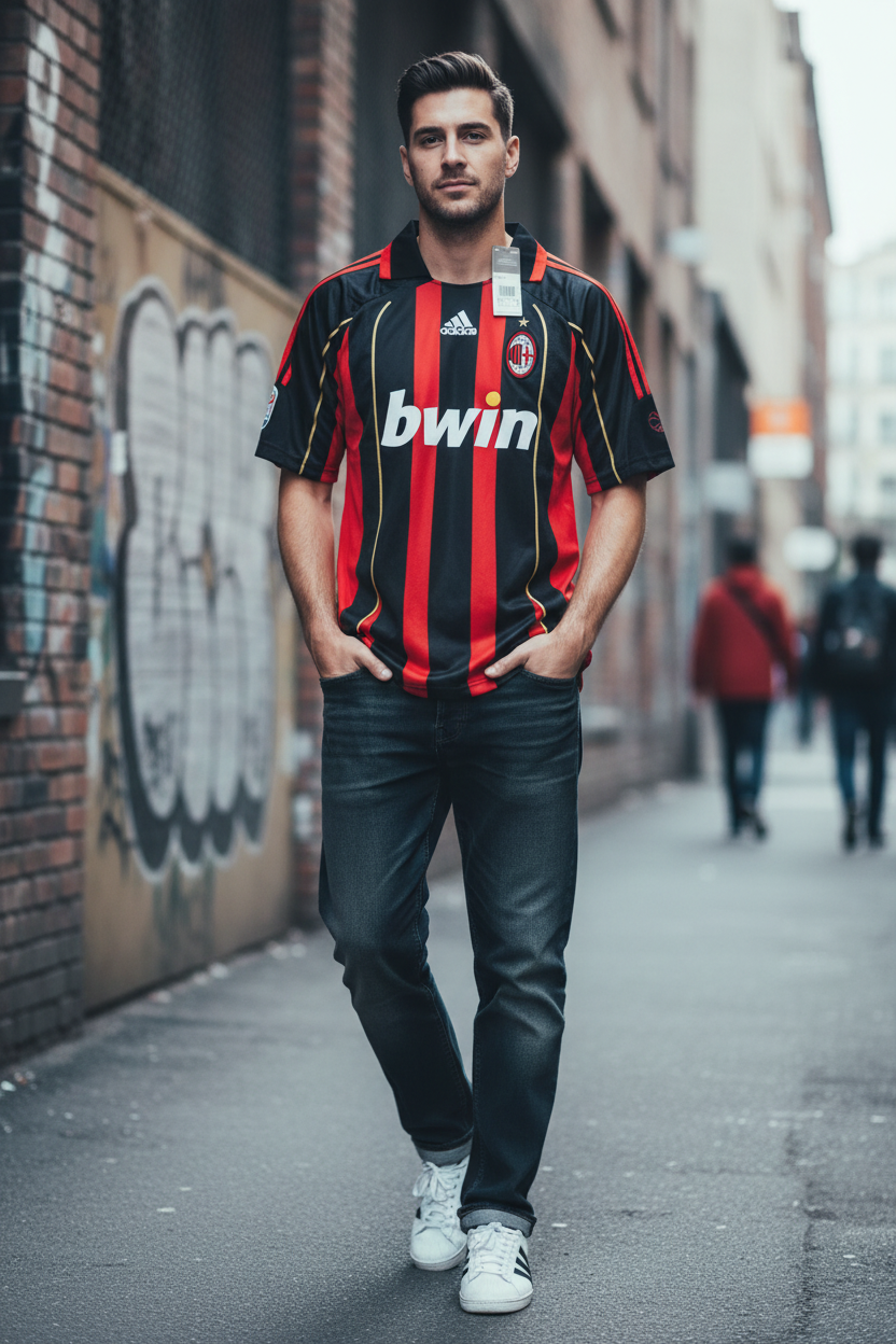 AC Milan Retro Jersey – Front view urban