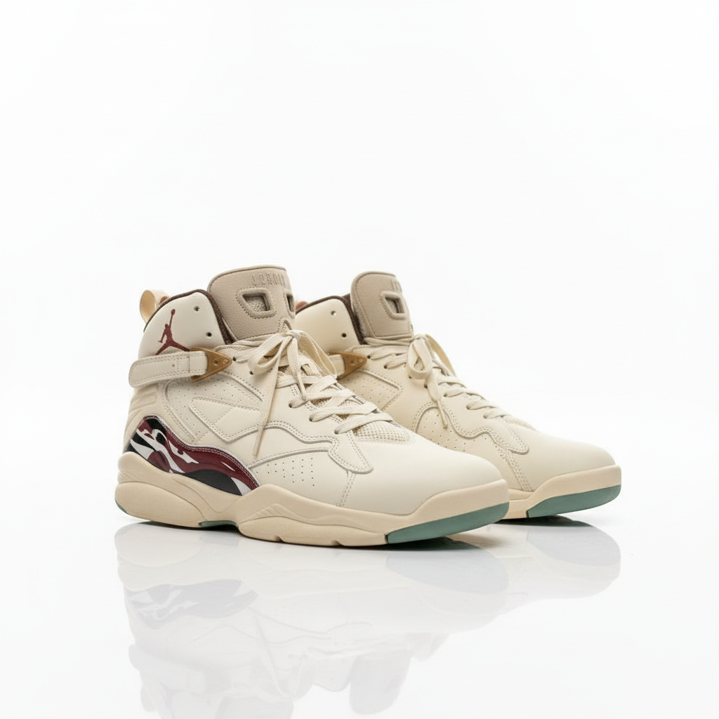 Jordan 8 Cream Burgundy - Side View