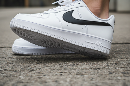 Air Force 1 White Black – On-feet close-up detail