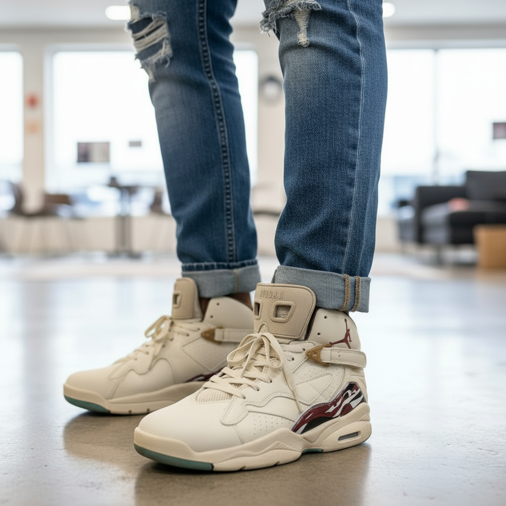 Jordan 8 Cream Burgundy - Lifestyle Detail
