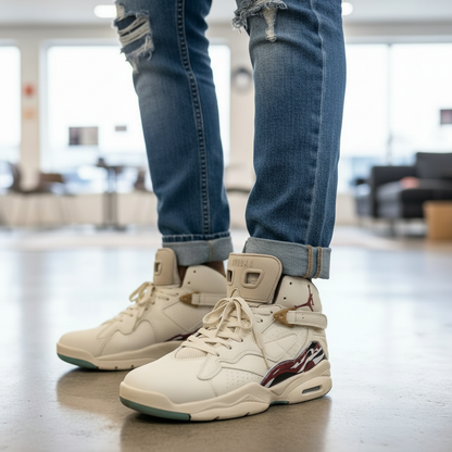 Jordan 8 Cream Burgundy - Lifestyle Detail