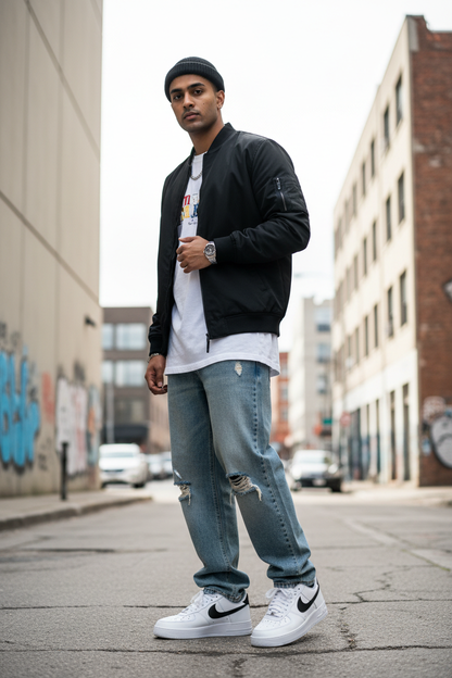 Air Force 1 White Black – Model lifestyle urban shot