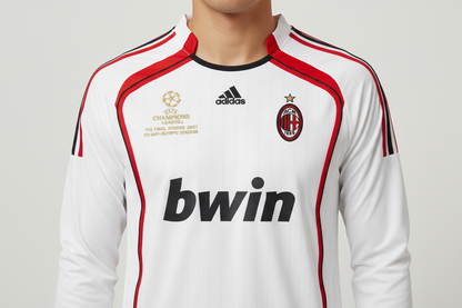 AC Milan Retro Jersey – Close-up crest and UCL Final badge detail