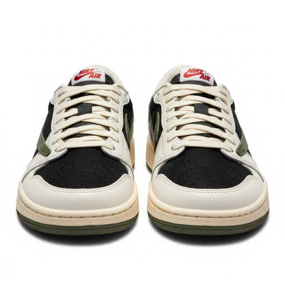 Black White Olive Sneaker - Front View