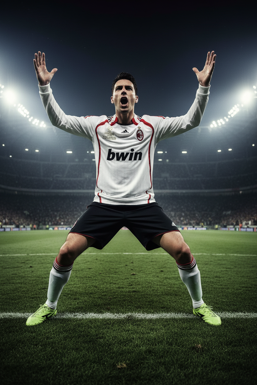 AC Milan Retro Jersey – Action shot on pitch